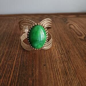 Beautiful Green Faux Gemstone Cuff Bracelet